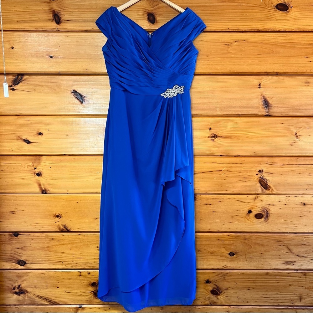 Jade By Jasmine Stunning Royal Blue Draped Prom Evening mother of The Br Dress 8